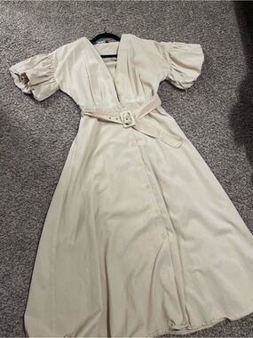 zara beige button dress Early 00s Zara Woman Linen Button Down Maxi Beige Dress - Linen - Summer  dress